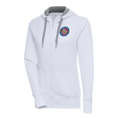 Women's Antigua  White Amarillo Sod Poodles Victory Full-Zip Hoodie