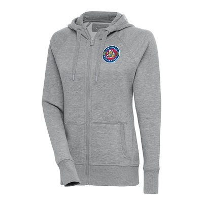 Women's Antigua  Heather Gray Amarillo Sod Poodles Victory Full-Zip Hoodie