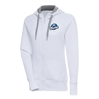 Women's Antigua  White Asheville Tourists Victory Full-Zip Hoodie