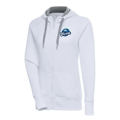 Women's Antigua  White Asheville Tourists Victory Full-Zip Hoodie