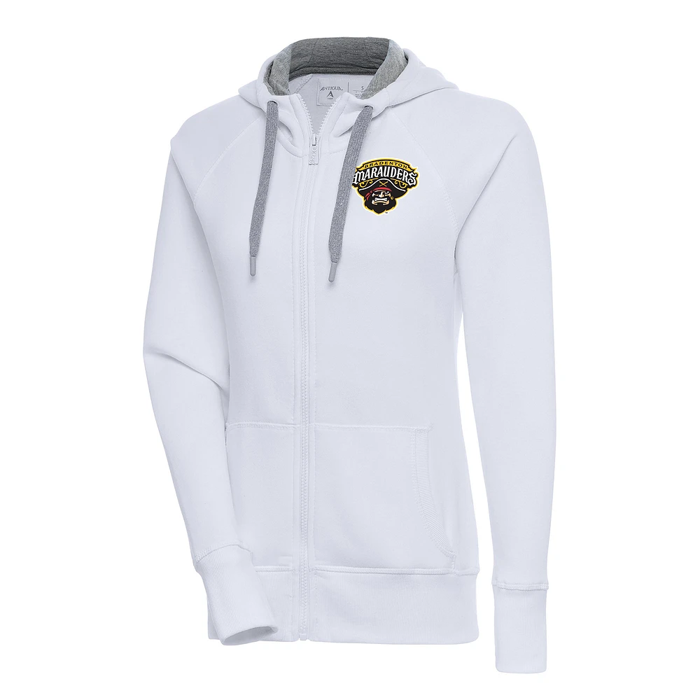 Women's Antigua White Bradenton Marauders Victory Full-Zip Hoodie