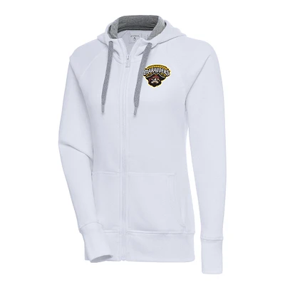 Women's Antigua  White Bradenton Marauders Victory Full-Zip Hoodie
