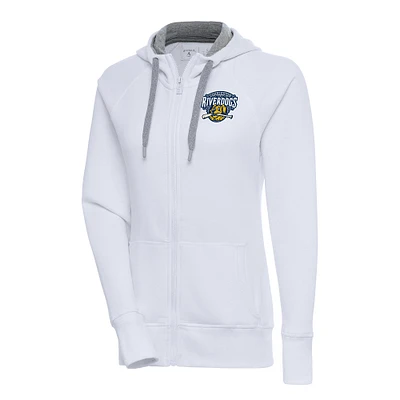 Women's Antigua  White Charleston RiverDogs Victory Full-Zip Hoodie