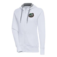 Women's Antigua  White Great Lakes Loons Victory Full-Zip Hoodie