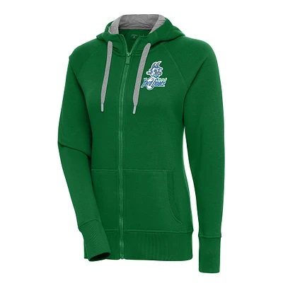 Women's Antigua  Hunter Green Hartford Yard Goats Victory Full-Zip Hoodie