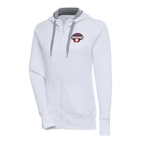Women's Antigua  White Hickory Crawdads Victory Full-Zip Hoodie