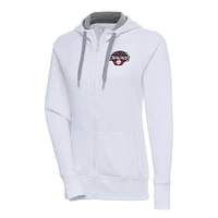 Women's Antigua  White Hickory Crawdads Victory Full-Zip Hoodie