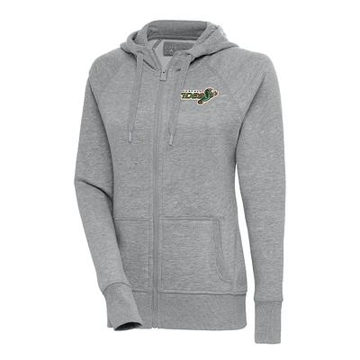 Women's Antigua  Heather Gray Norfolk Tides Victory Full-Zip Hoodie