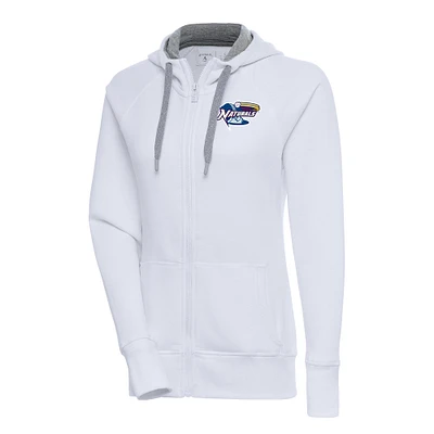 Women's Antigua  White Northwest Arkansas Naturals Victory Full-Zip Hoodie