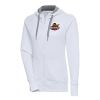 Women's Antigua  White Rochester Red Wings Victory Full-Zip Hoodie