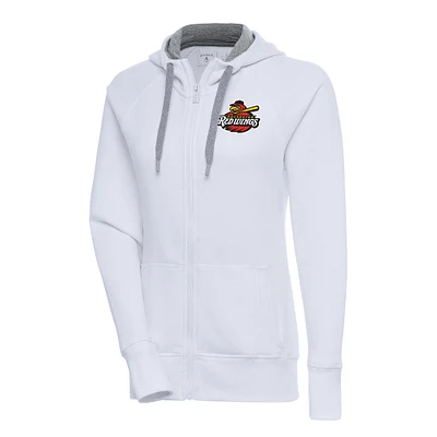 Women's Antigua  White Rochester Red Wings Victory Full-Zip Hoodie