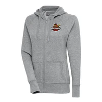 Women's Antigua  Heather Gray Rochester Red Wings Victory Full-Zip Hoodie