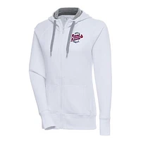 Women's Antigua  White Rome Braves Victory Full-Zip Hoodie