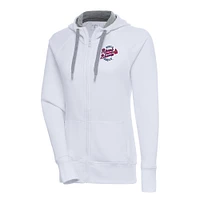 Women's Antigua  White Rome Braves Victory Full-Zip Hoodie