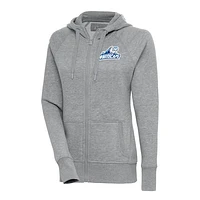 Women's Antigua  Heather Gray West Michigan Whitecaps Victory Full-Zip Hoodie