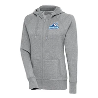Women's Antigua  Heather Gray West Michigan Whitecaps Victory Full-Zip Hoodie