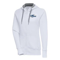 Women's Antigua  White Wilmington Blue Rocks Victory Full-Zip Hoodie