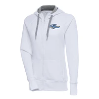 Women's Antigua  White Wilmington Blue Rocks Victory Full-Zip Hoodie