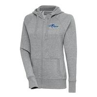 Women's Antigua  Heather Gray Wilmington Blue Rocks Victory Full-Zip Hoodie