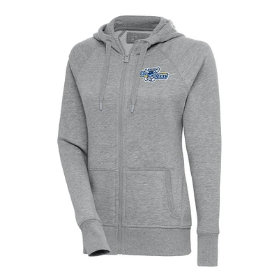 Women's Antigua  Heather Gray Wilmington Blue Rocks Victory Full-Zip Hoodie