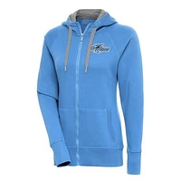 Women's Antigua  Powder Blue Wilmington Rocks Victory Full-Zip Hoodie