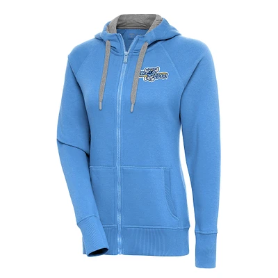 Women's Antigua  Powder Blue Wilmington Rocks Victory Full-Zip Hoodie
