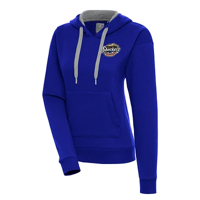 Women's Antigua  Royal Biloxi Shuckers Victory Pullover Hoodie