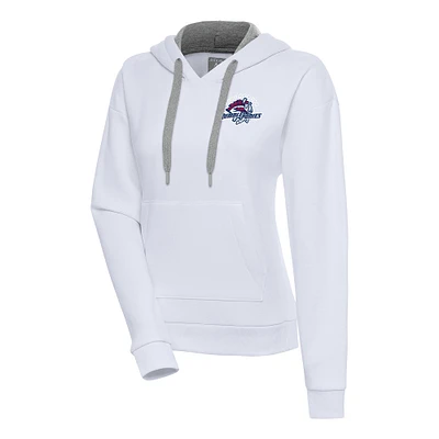 Women's Antigua  White Binghamton Rumble Ponies Victory Pullover Hoodie
