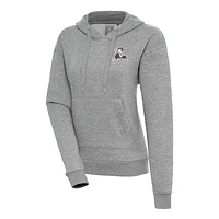 Women's Antigua  Heather Gray Fayetteville Woodpeckers Victory Pullover Hoodie