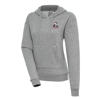 Women's Antigua  Heather Gray Fayetteville Woodpeckers Victory Pullover Hoodie