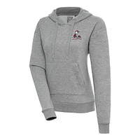 Women's Antigua  Heather Gray Fayetteville Woodpeckers Victory Pullover Hoodie