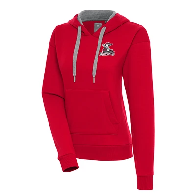 Women's Antigua  Red Fayetteville Woodpeckers Victory Pullover Hoodie