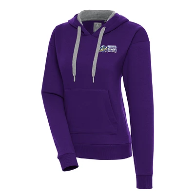 Women's Antigua  Purple Fort Myers Mighty Mussels Victory Pullover Hoodie
