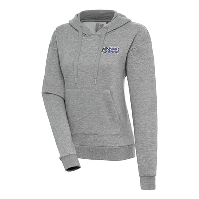 Women's Antigua  Heather Gray Fort Myers Mighty Mussels Victory Pullover Hoodie