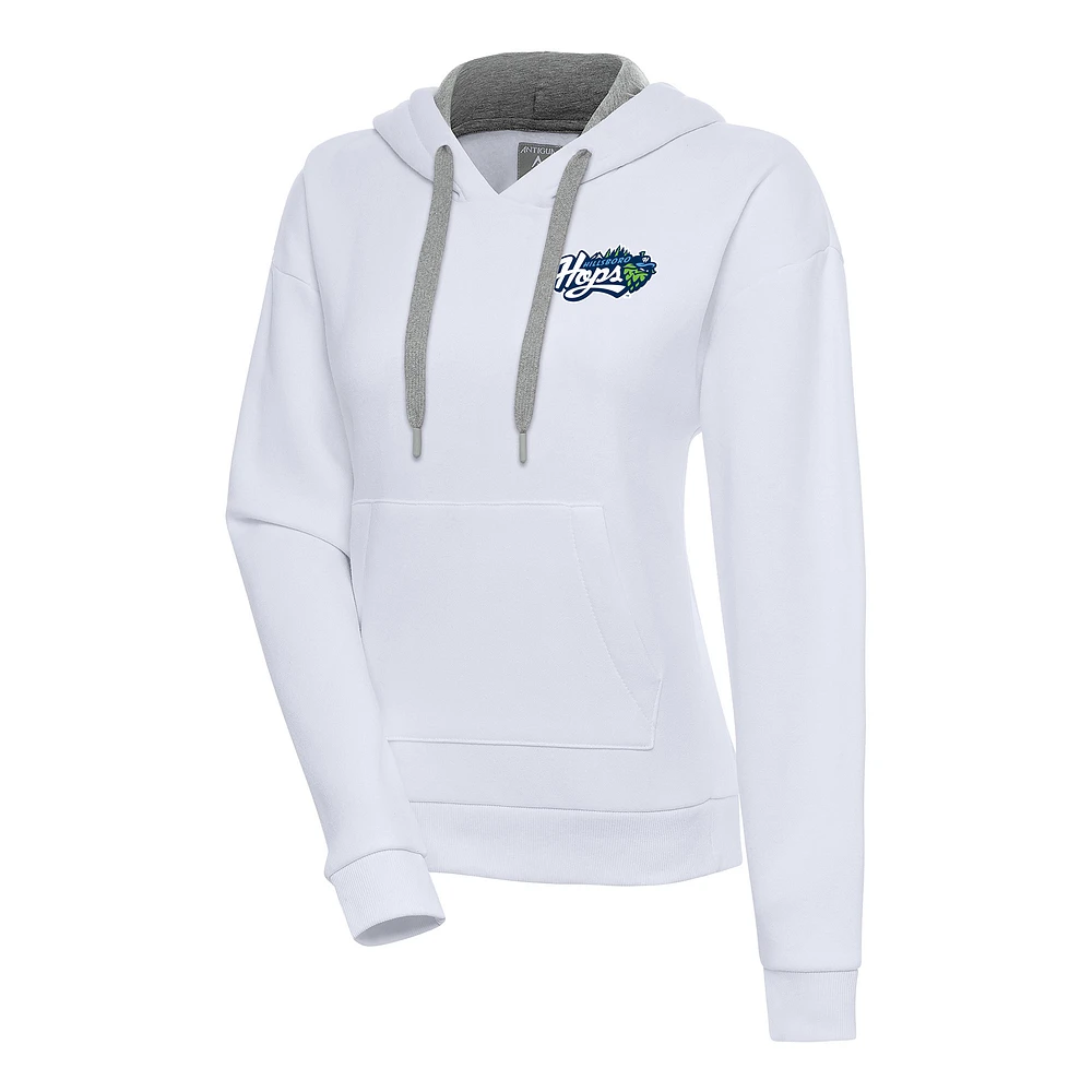 Women's Antigua White Hillsboro Hops Victory Pullover Hoodie