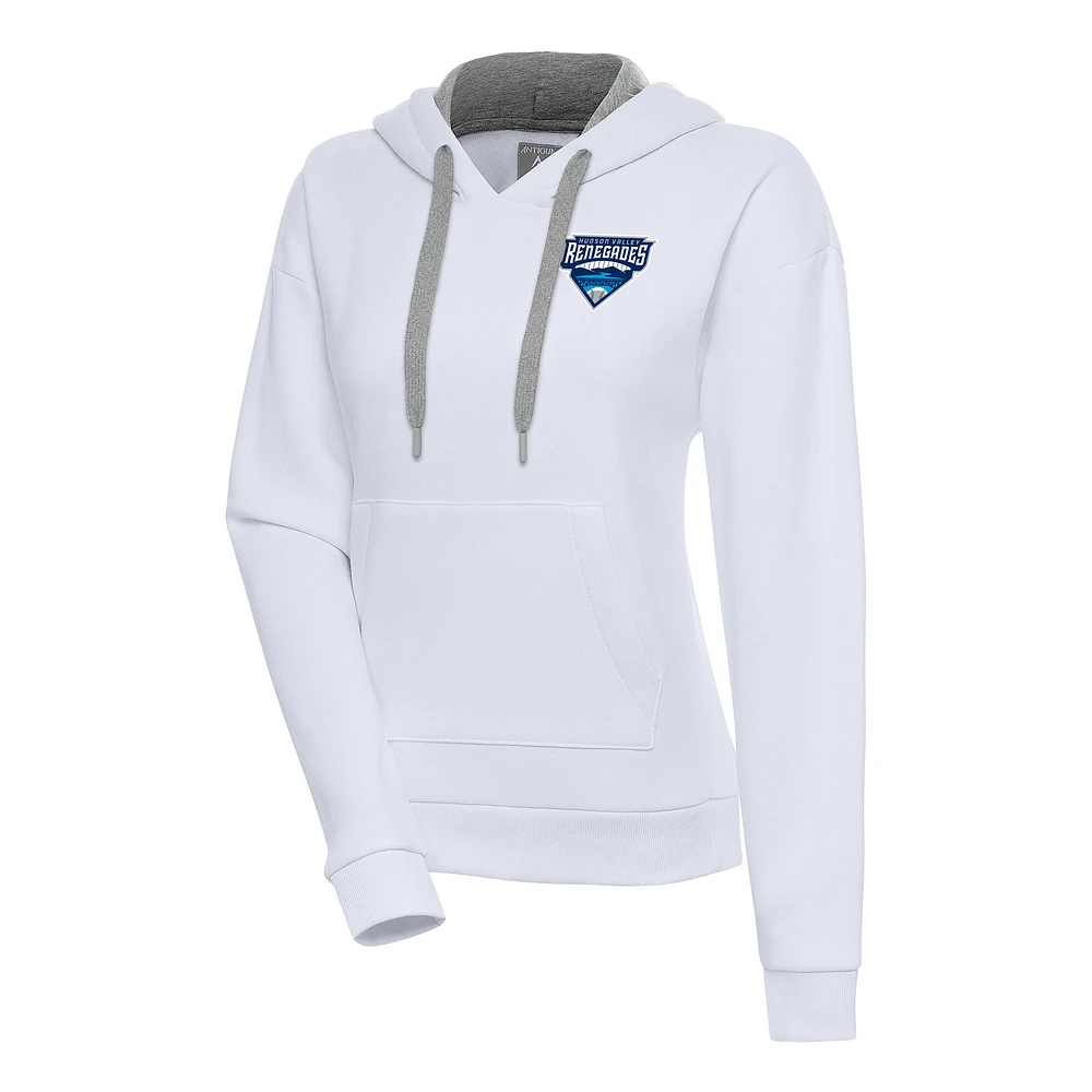 Women's Antigua White Hudson Valley Renegades Victory Pullover Hoodie