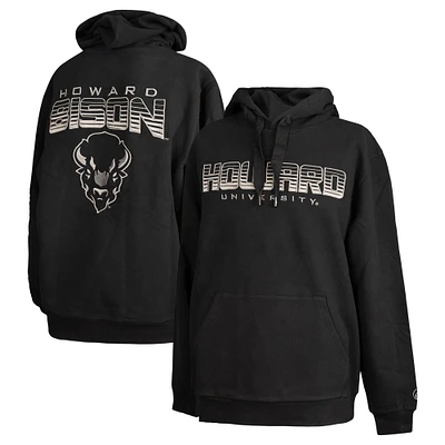 Men's FISLL  Black Howard Bison Puff Print Sliced Pullover Hoodie