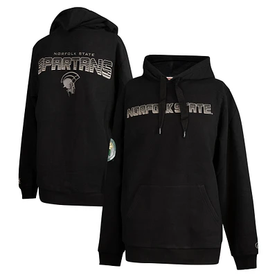 Men's FISLL  Black Norfolk State Spartans Puff Print Sliced Pullover Hoodie