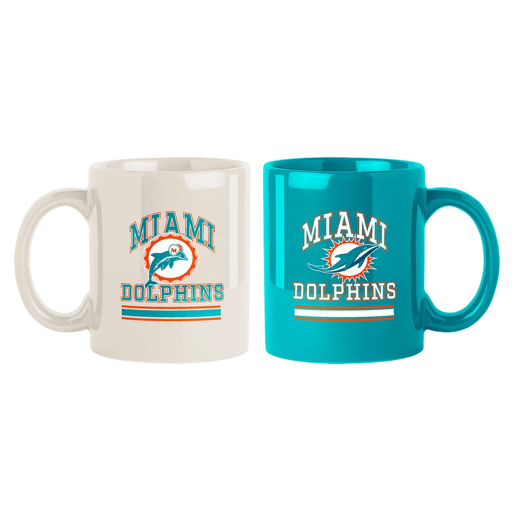 Miami Dolphins Two-Pack 15oz. Color Mug Set