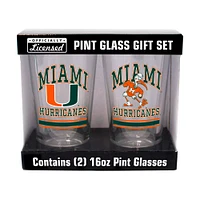 Miami Hurricanes 16oz. Pint Glass Two Pack