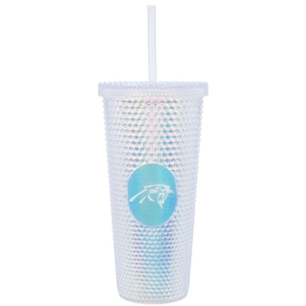 Carolina Panthers 24oz. Iridescent Studded Travel Tumbler with Straw