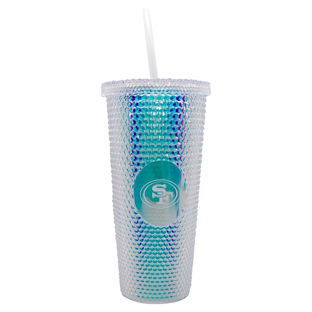 San Francisco 49ers 24oz. Iridescent Studded Travel Tumbler with Straw