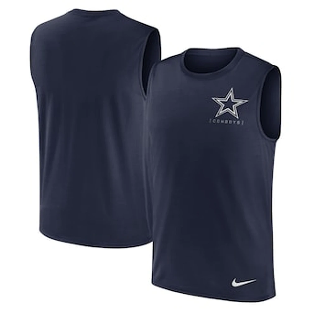 Men's Nike Navy Dallas Cowboys Large Logo Peformance Muscle Tank Top