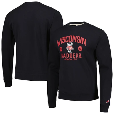 Men's League Collegiate Wear  Black Wisconsin Badgers Bendy Arch Essential Pullover Sweatshirt