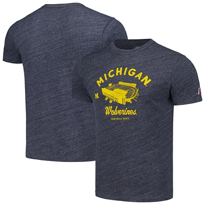 Men's League Collegiate Wear Heather Navy Michigan Wolverines Stadium Victory Falls Tri-Blend T-Shirt