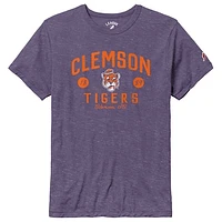 Men's League Collegiate Wear Heather Purple Clemson Tigers Bendy Arch Victory Falls Tri-Blend T-Shirt