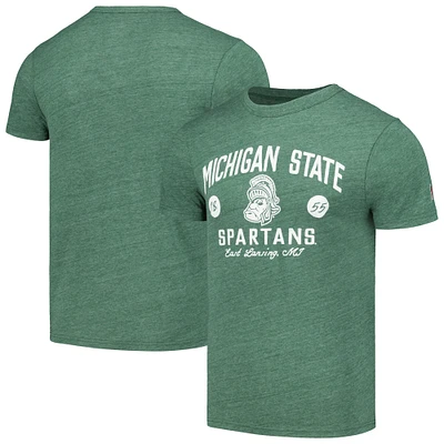 Men's League Collegiate Wear Heather Green Michigan State Spartans Bendy Arch Victory Falls Tri-Blend T-Shirt