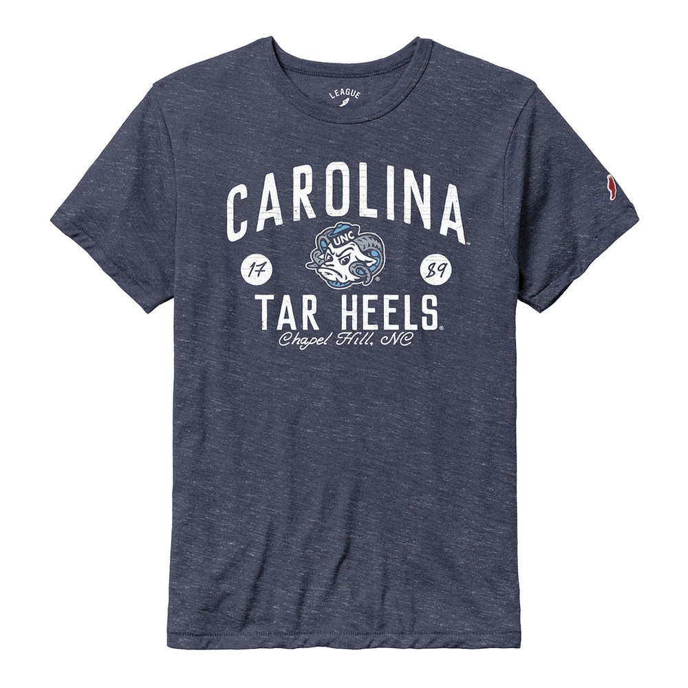 Men's League Collegiate Wear Heather Navy North Carolina Tar Heels Bendy Arch Victory Falls Tri-Blend T-Shirt