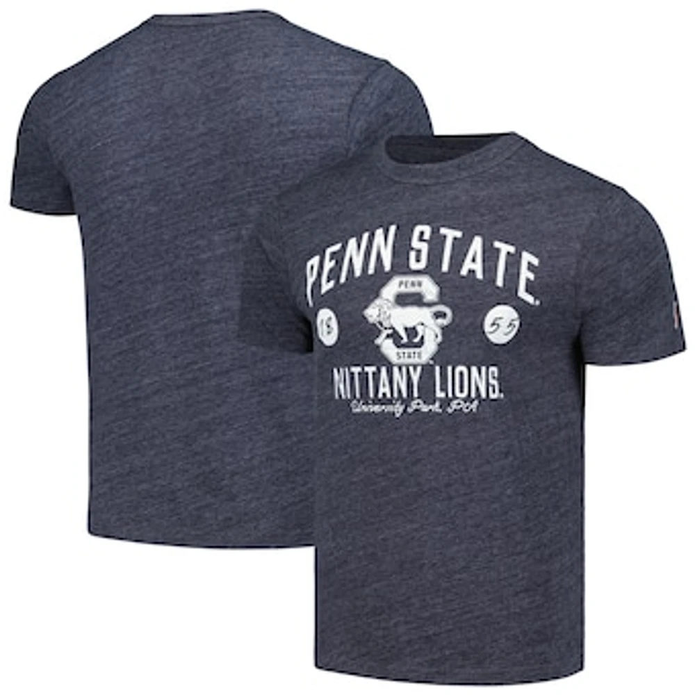 Men's League Collegiate Wear Heather Navy Penn State Nittany Lions Bendy Arch Victory Falls Tri-Blend T-Shirt