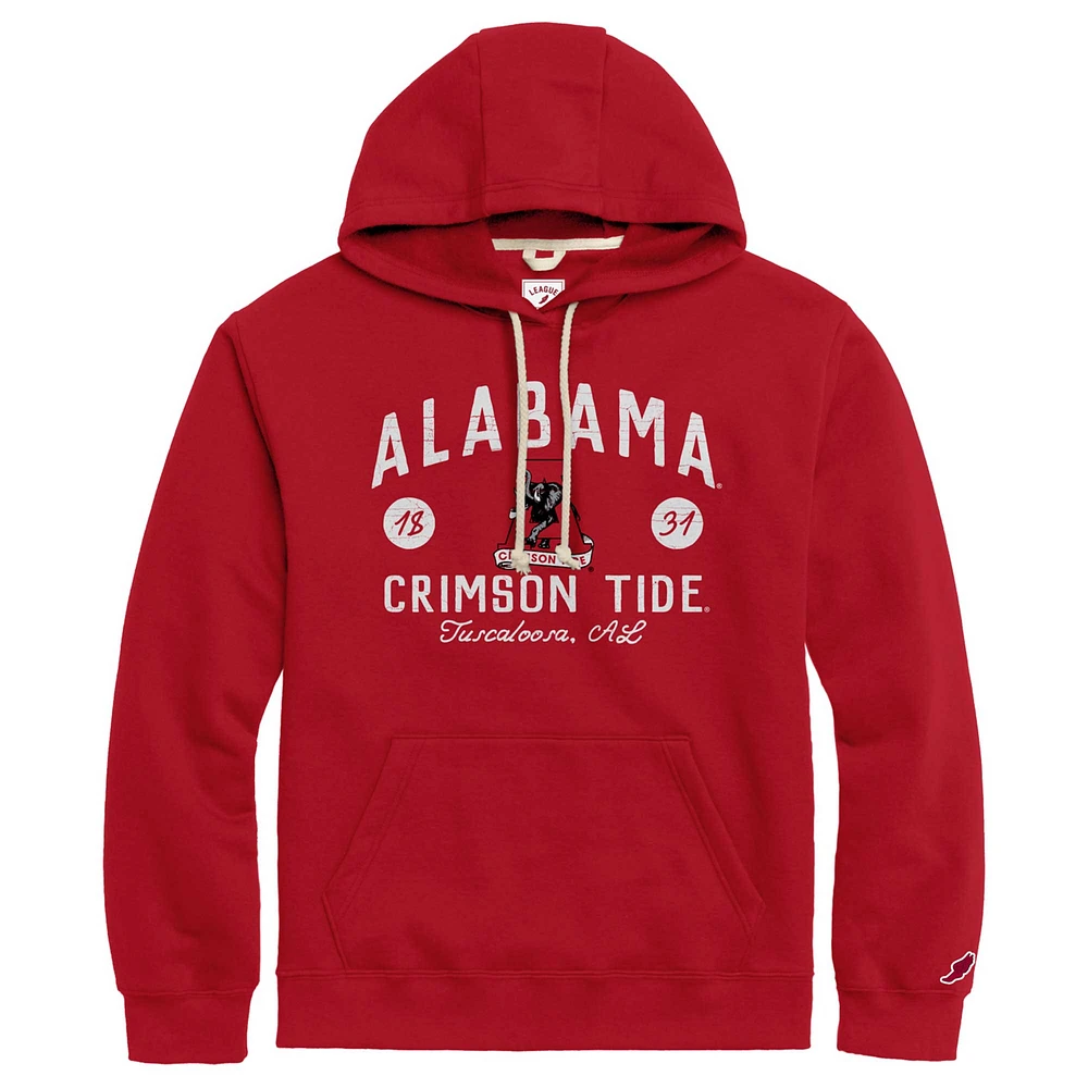 Men's League Collegiate Wear Crimson Alabama Tide Bendy Arch Essential Pullover Hoodie